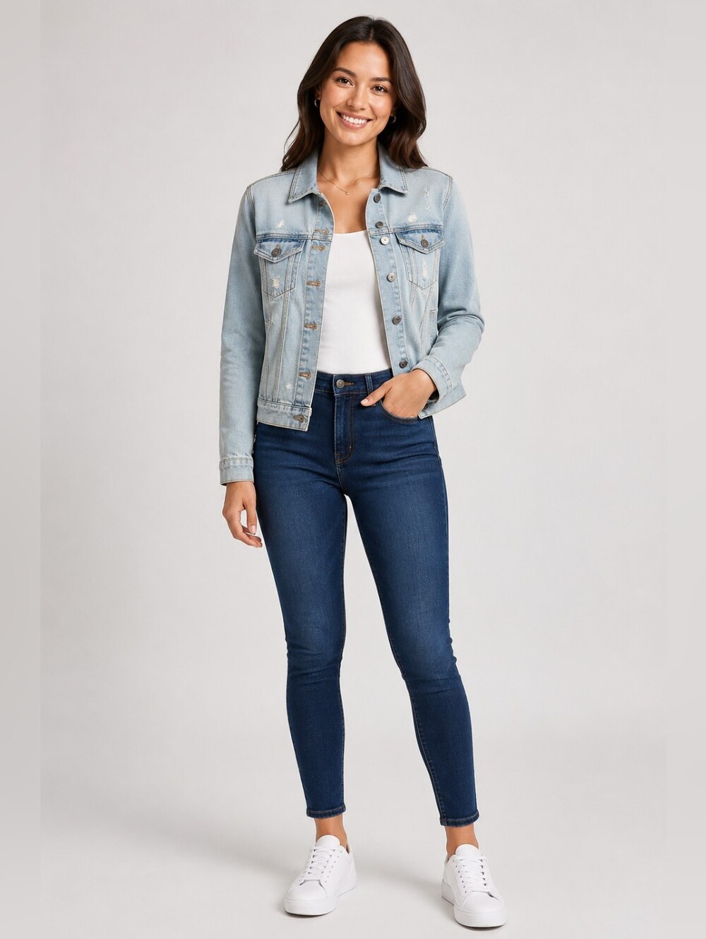Duck Head Dark Blue High-Rise Skinny Jeaan Jacket Size Small